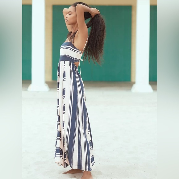 NWOT Maaji Boho Linen Blend Striped Ela Long Dress - Picture 6 of 16